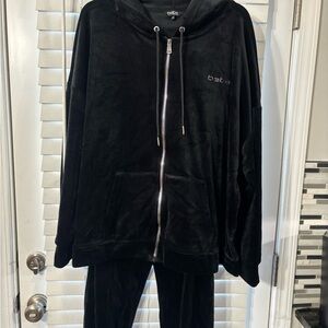 Black Bebe Velour Hoodie and Pants Set